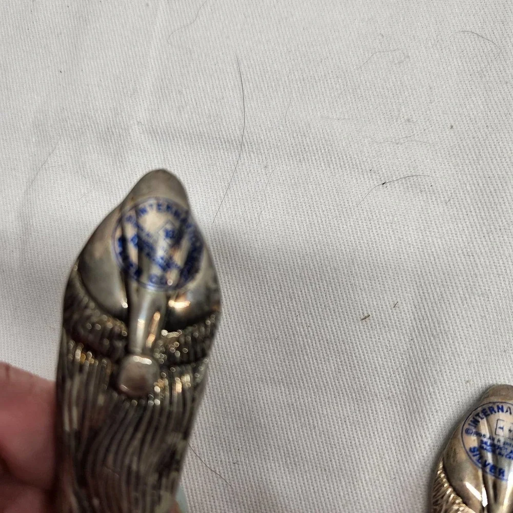 Sterling Silver Plated Santa Clause Serving Spoons Vintage